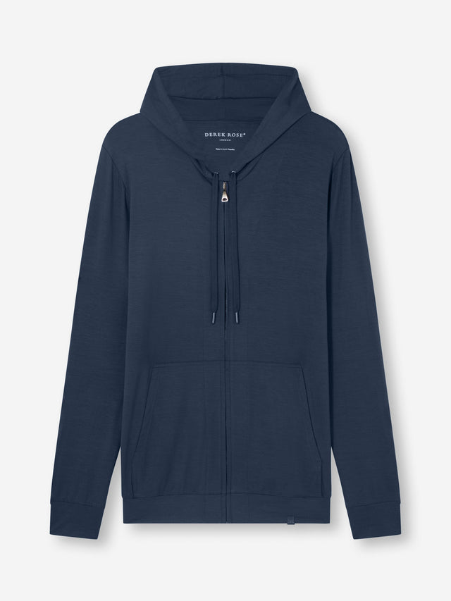 Men's Zip Up Hoodie Basel Micro Modal Stretch Navy