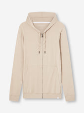 Men's Zip Up Hoodie Basel Micro Modal Stretch Light Stone