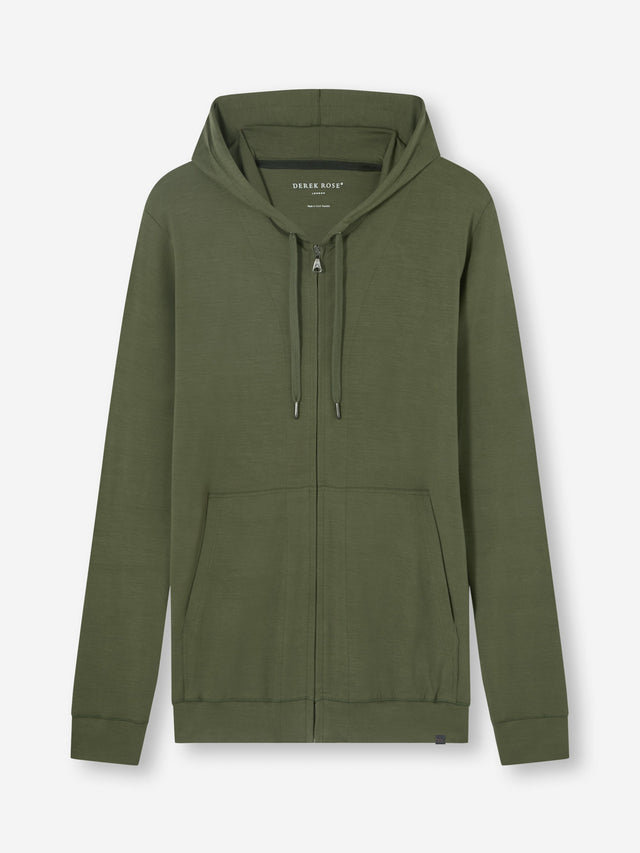 Men's Zip Up Hoodie Basel Micro Modal Stretch Evergreen