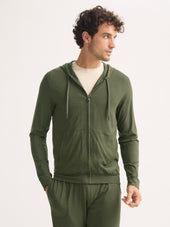 Men S Zip Up Hoodie Basel Micro Modal Stretch Evergreen