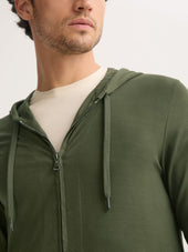 Men S Zip Up Hoodie Basel Micro Modal Stretch Evergreen