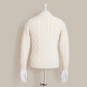 Aran Knit Cashmere Blend Crew Neck Sweater In