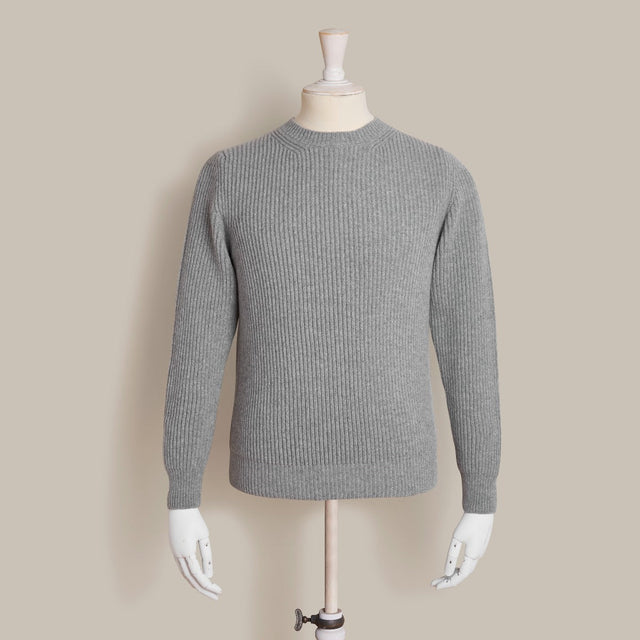 Ribbed Cashmere Blend Sweater In Grey