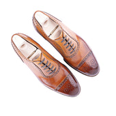 Oxford Straight Cap Toe With Double Machine Stitched Upper With Medallion