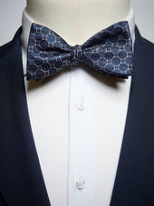 Navy & Beige Bow Tie