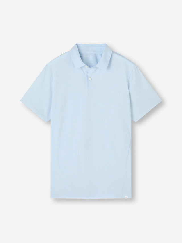Men's Polo Shirt Ramsay Pique Cotton Lyocell Sky