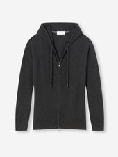 Men's Zip Up Hoodie Finley Cashmere Charcoal