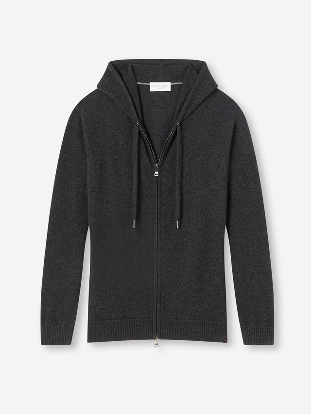 Men's Zip Up Hoodie Finley Cashmere Charcoal