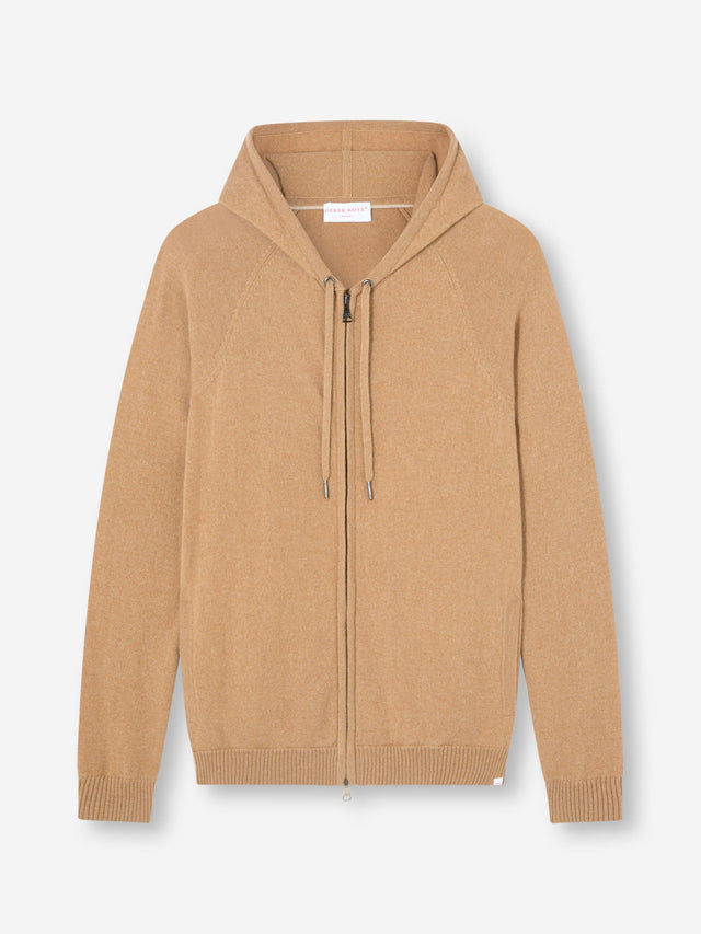 Men's Zip Up Hoodie Finley Cashmere Camel