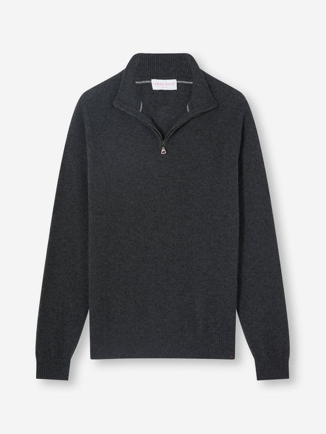 Men's Half-Zip Sweater Finley Cashmere Charcoal