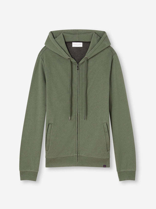 Men's Zip Up Hoodie Quinn Cotton Modal Soft Green