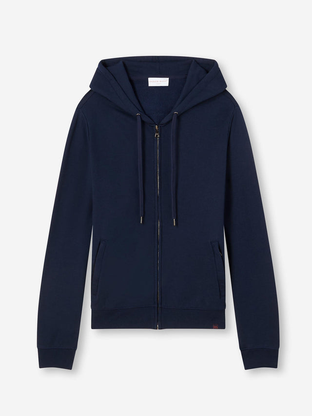 Men's Zip Up Hoodie Quinn Cotton Modal Navy