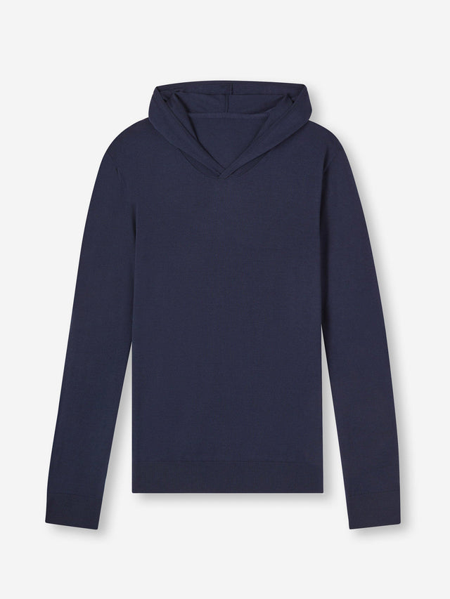 Men's Pullover Hoodie Orson Merino Wool Navy