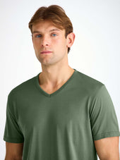 Men S V Neck T Shirt Barny Pima Cotton Soft Green