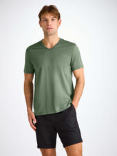 Men S V Neck T Shirt Barny Pima Cotton Soft Green