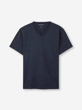 Men's V-Neck T-Shirt Barny Pima Cotton Navy