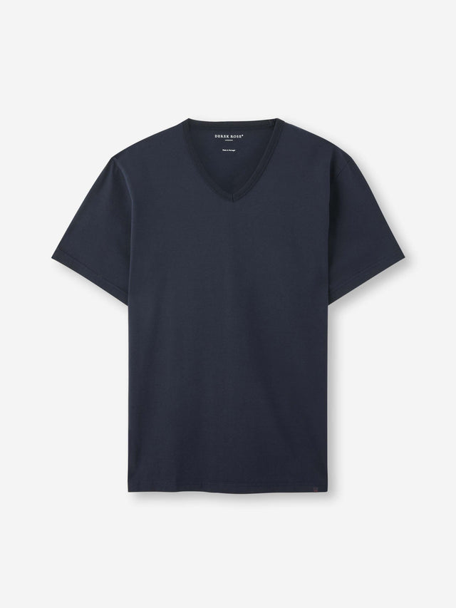 Men's V-Neck T-Shirt Barny Pima Cotton Navy