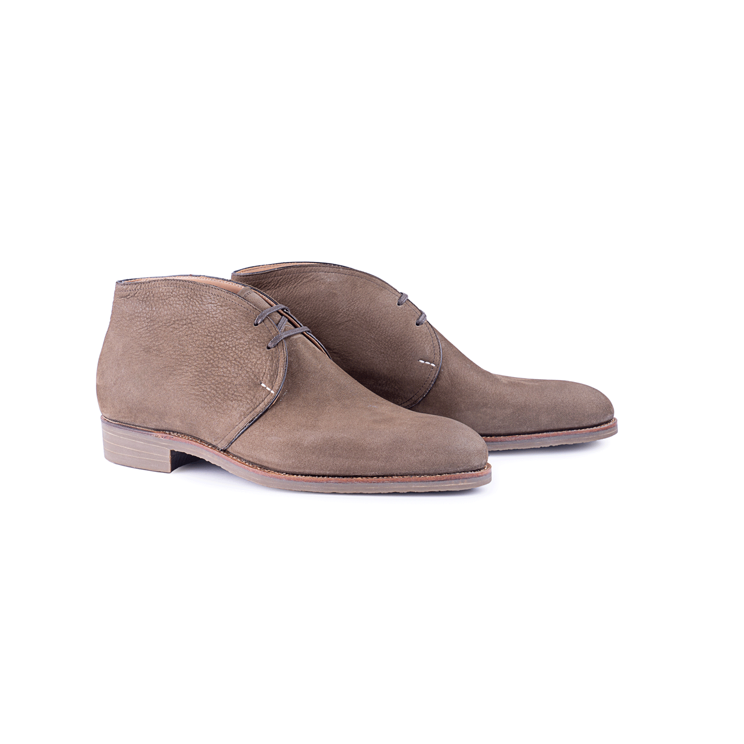 Chukka Boots In Military Green Janus Suede Leather On Crepe Sole
