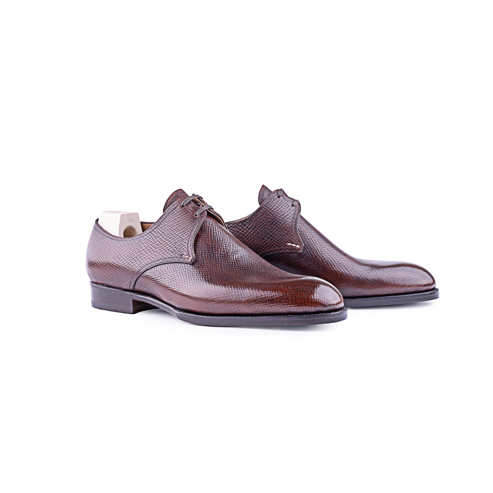 Two Eyelet Derby In Dark Brown Russian Calf Leather