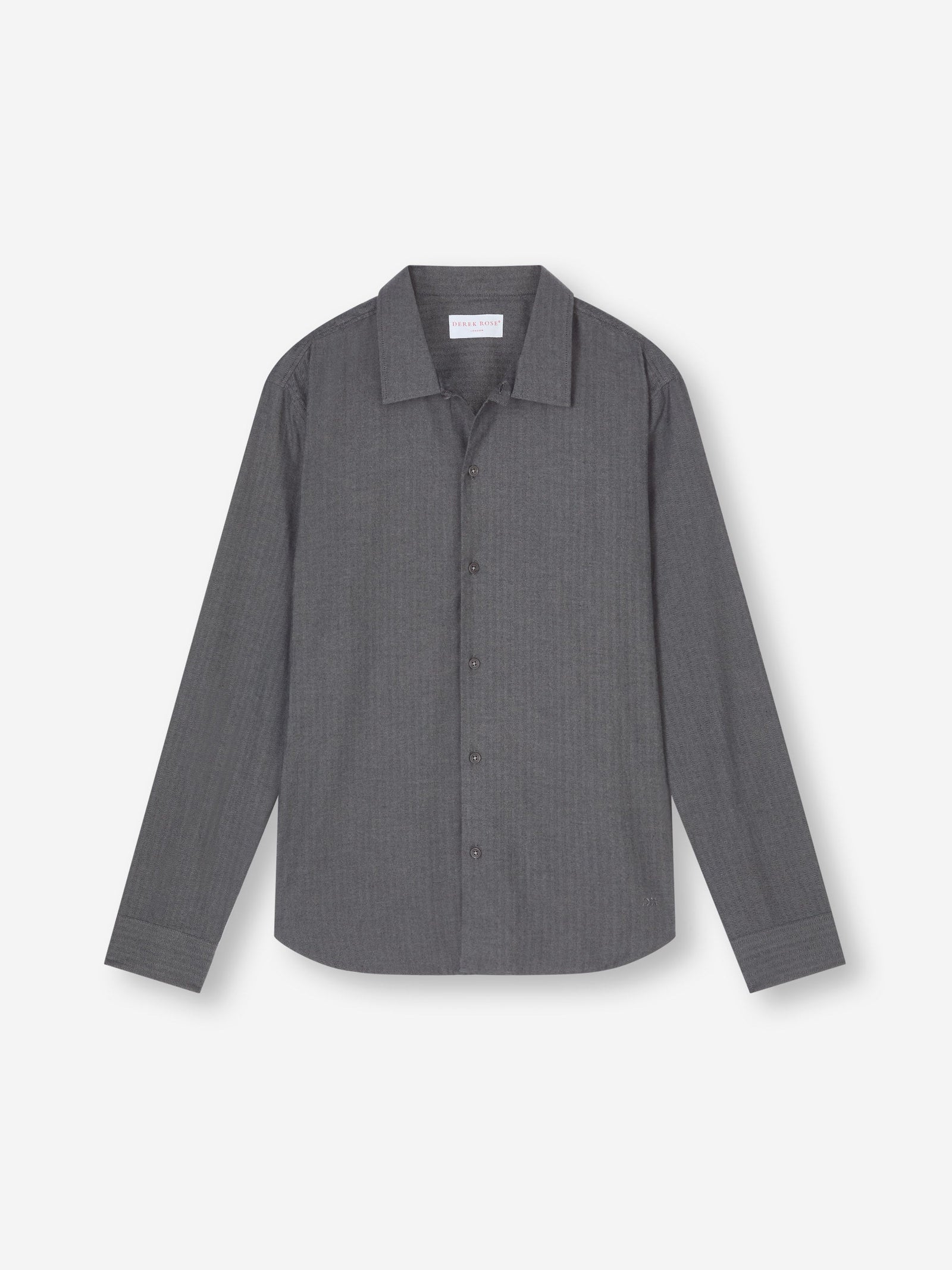 Men S Flannel Overshirt Balmoral Brushed Cotton Charcoal Gray Herringbone