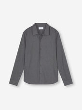 Men's Flannel Overshirt Balmoral Brushed Cotton Charcoal Gray Herringbone