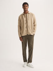 Men S Flannel Overshirt Kelburn Brushed Cotton Light Stone Herringbone