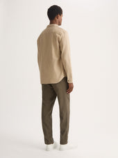 Men S Flannel Overshirt Kelburn Brushed Cotton Light Stone Herringbone