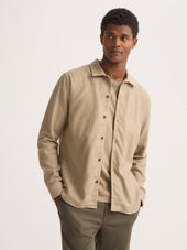 Men S Flannel Overshirt Kelburn Brushed Cotton Light Stone Herringbone