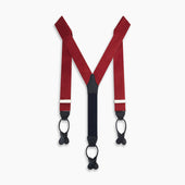 And White Small Spot Adjustable Silk And Navy Leather Braces