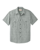 Washed Short Sleeve Feather Cloth Shirt - Khaki Print