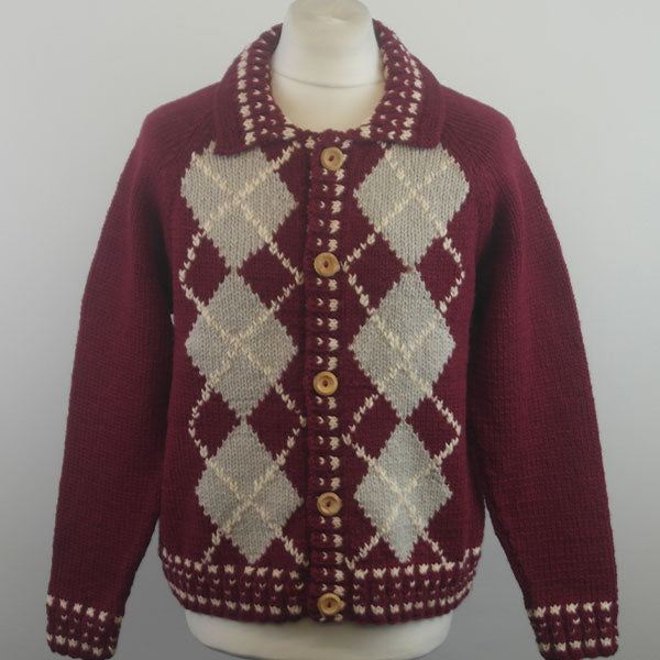 31g Argyle Lumber Cardigan 100 Aran