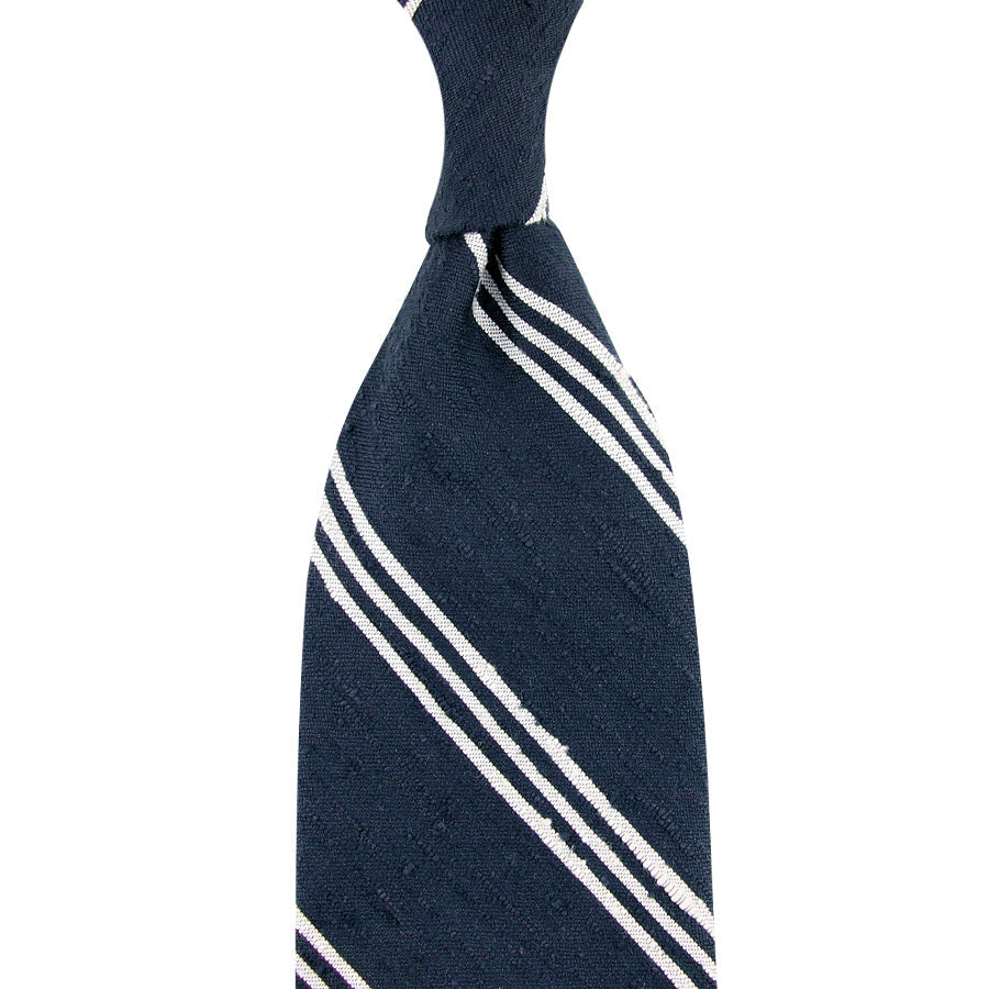 Triple Bar Shantung Silk Tie Hand Rolled