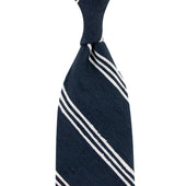 Triple Stripe Shantung Bespoke Tie Navy