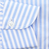 Cotton Linen Semi Spread Shirt Light Butcher Stripe