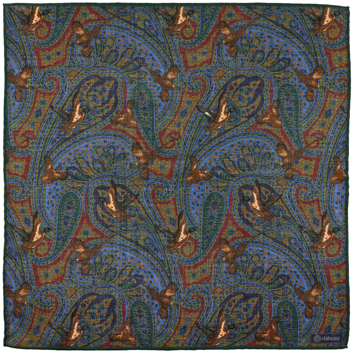 Paisley Motif Wool Silk Pocket Square 40x40cm
