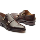 Aspen Double Monk Strap Chestnut Museum Calf Hand Welted Contemporary Classics