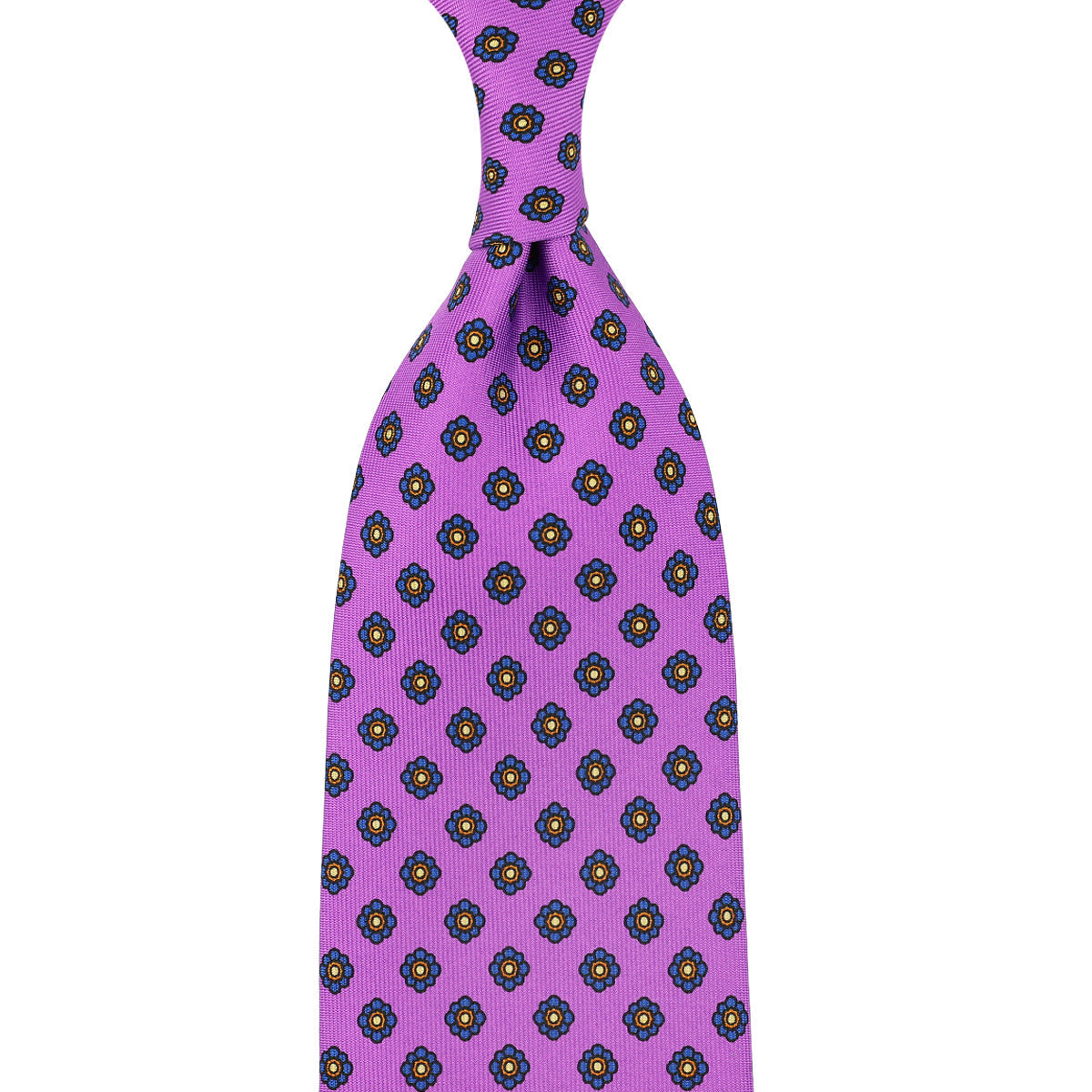 Shibumi Flower Printed Silk Tie Lilac Hand Rolled