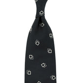 Geometrical Jacquard Silk Tie - Black