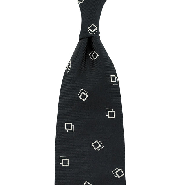 Geometrical Jacquard Silk Tie - Black