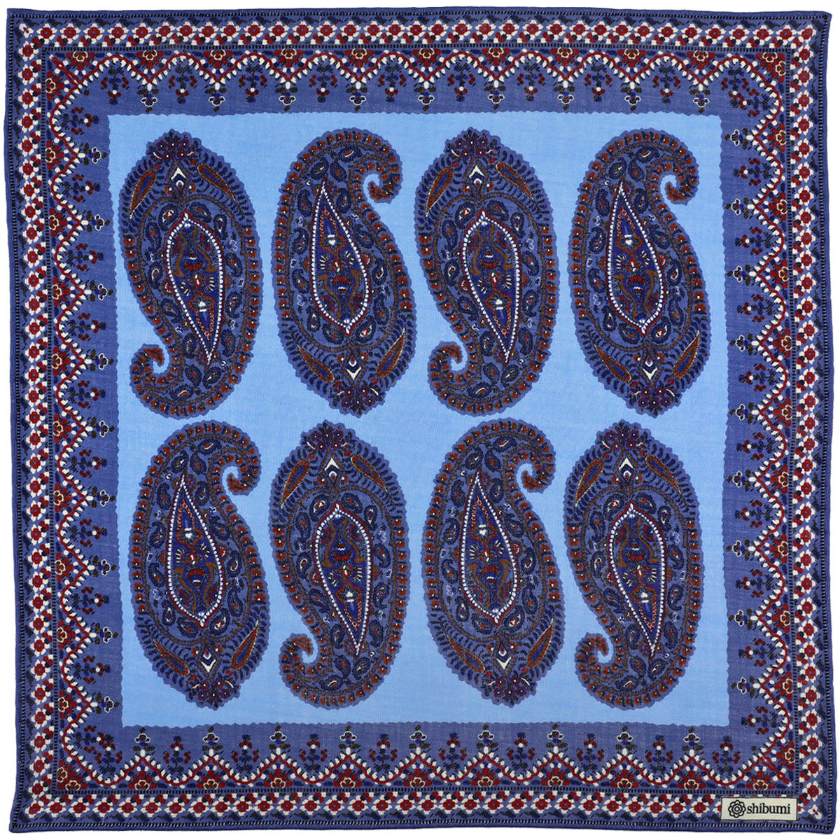 Paisley Motif Wool Silk Pocket Square 40x40cm