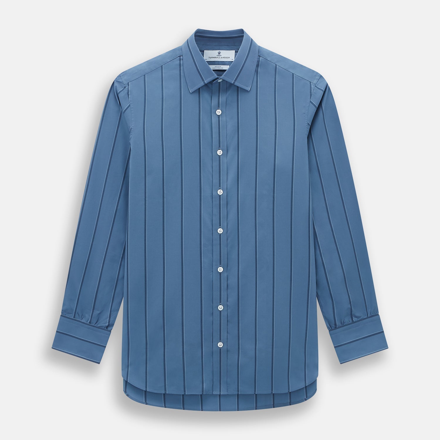 Grey And Navy Track Stripe Mayfair Shirt