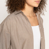 Roomy Shirt - Soft Finish Classic Stripe - Taupe