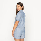 Camp Collar Shirt - Dobby Patchwork - Pale Blue