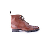 Derby Ankle Boots With Brogued Toe Cap In Scotch Grain Leather