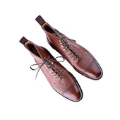 Derby Ankle Boots With Brogued Toe Cap In Scotch Grain Leather