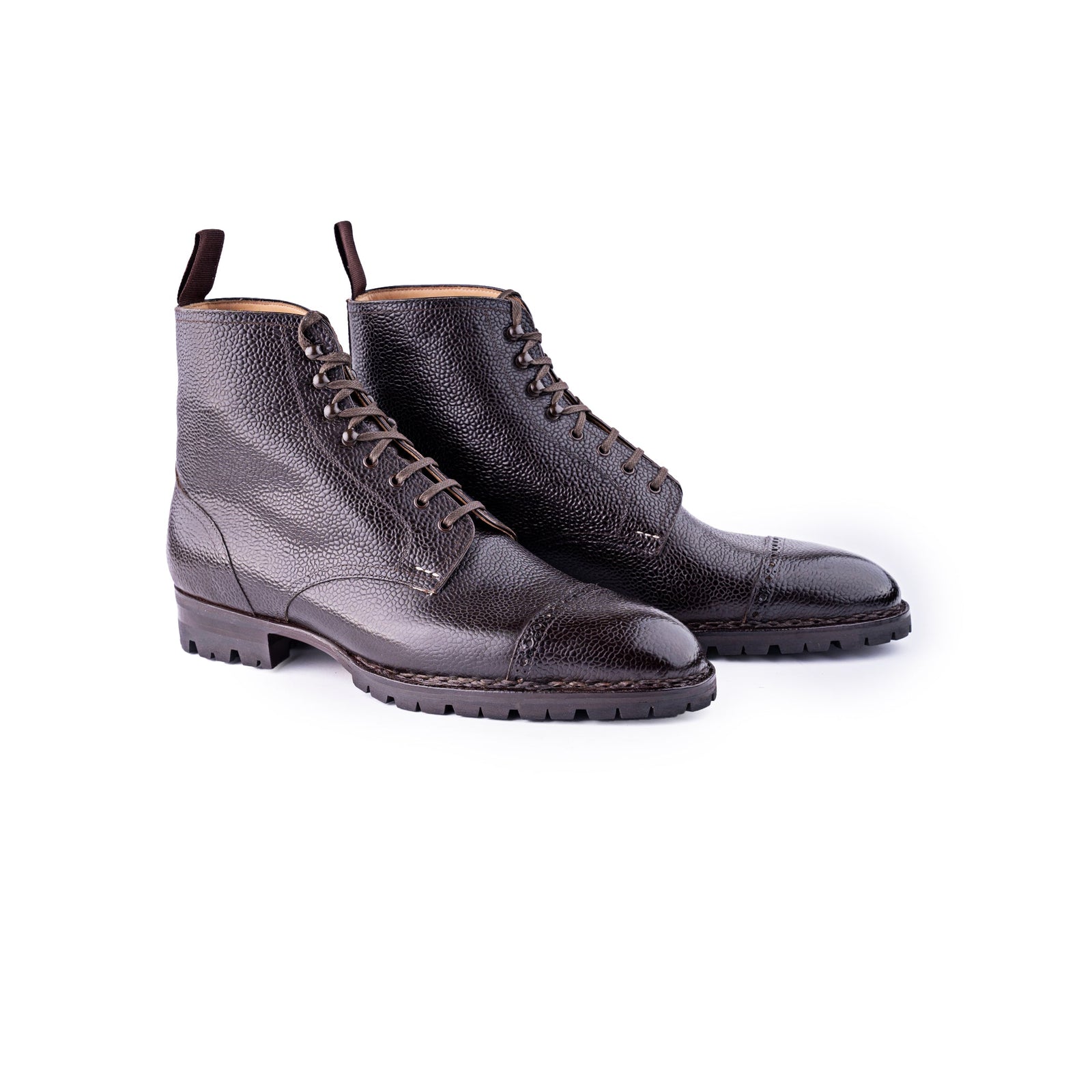 Derby Ankle Boots With Brogued Toe Cap