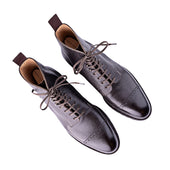 Derby Ankle Boots With Brogued Toe Cap