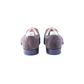 Tassel Loafer With Hand Stitched Apron In Dark Brown Suede Leather