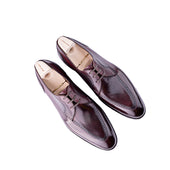 Elegant Swan Neck Derby In Midnight Burgundy Aniline Calf Leather