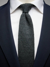 Dark Grey Wool Knitted Tie